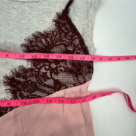 Anthropologie Maeve Lace Sleeveless T Shirt Slip Dress Side Zip Pink Grey SP - Picture 5 of 7